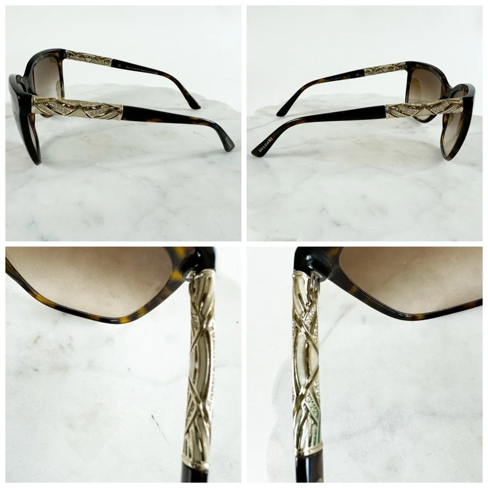 Bvlgari Tortoiseshell Cat Eye Sunglasses with Brown Gradient Lenses